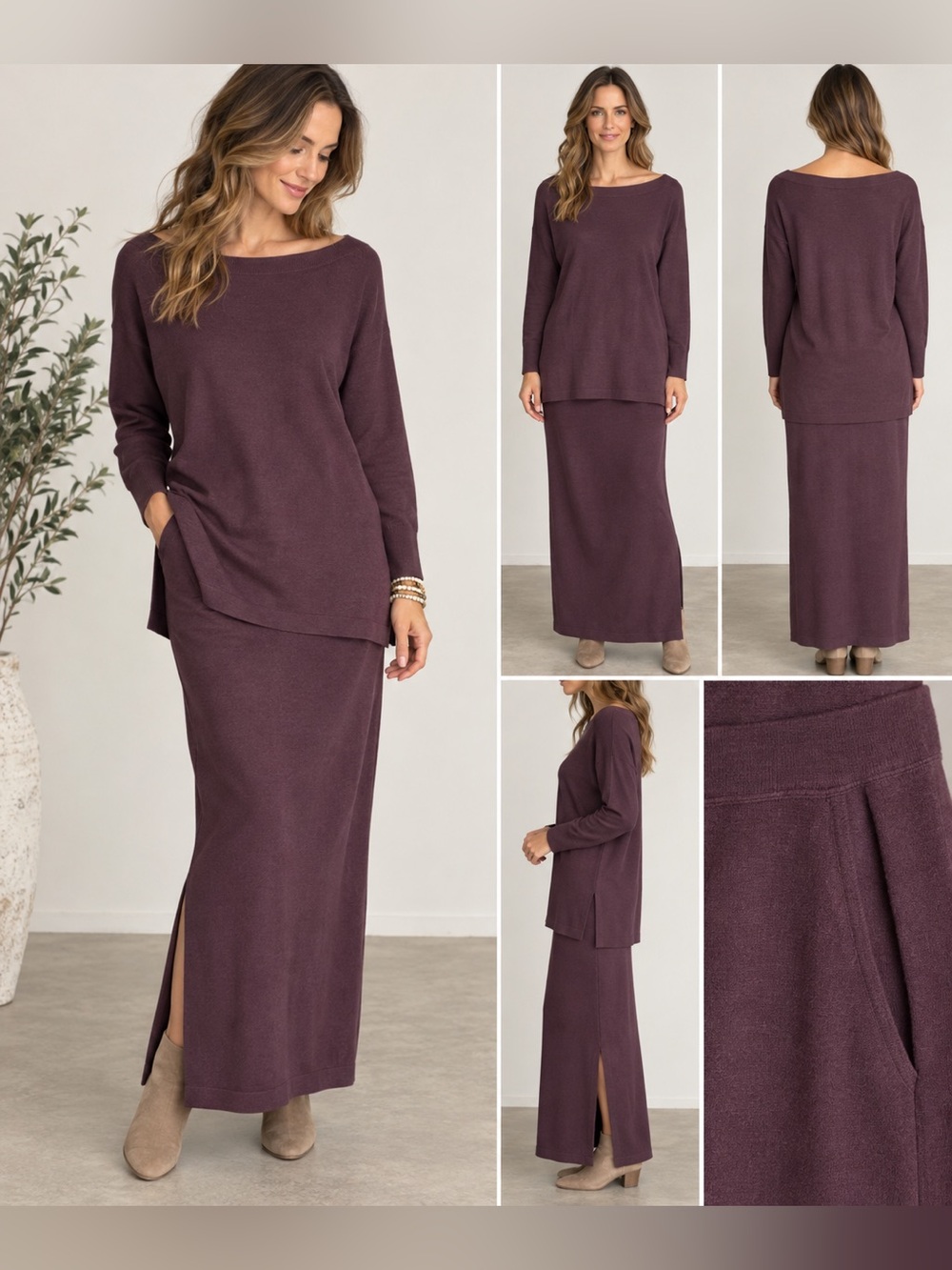 Peruvian Connection Dorsay Tunic & Maxi Skirt Set Size Small Pima Cotton Modal